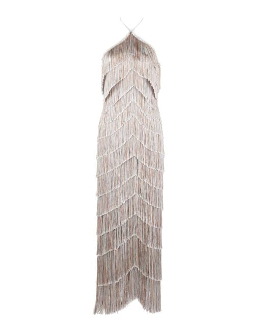 Francesca Miranda White Estrella Halterneck Fringe Maxi Dress