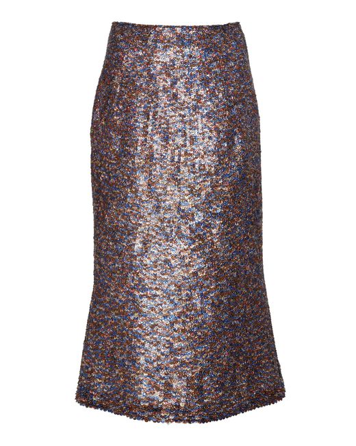 Dries Van Noten Multicolor Sibyl Sequined Wool-blend Midi Skirt