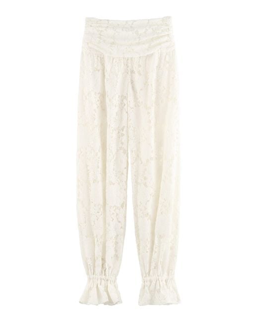 ARAKII White Exclusive Velvet Lace Wide-Leg Pants