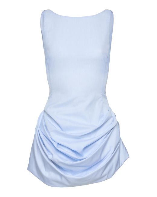 Magda Butrym Blue Gathered Cotton Mini Dress