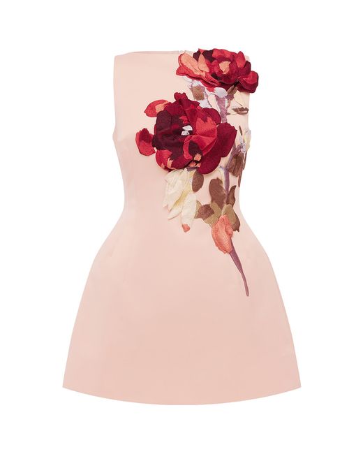 LEO LIN Pink Ali Embroidered Boat Neck Mini Dress