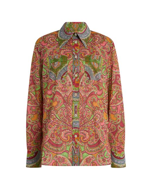 Valentino Garavani Orange Paisley Cotton Shirt