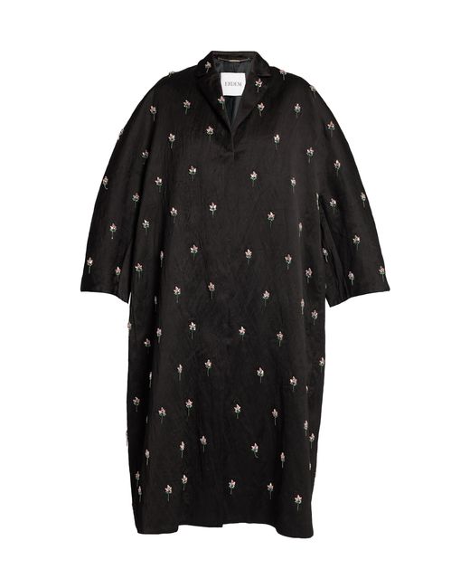 Erdem Black Embroidered Satin Opera Coat