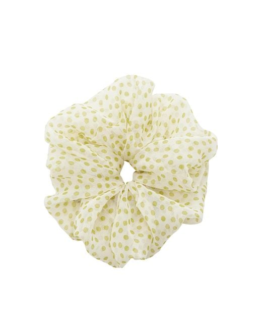 Lelet Metallic Juliette Polka-Dot Silk Scrunchie