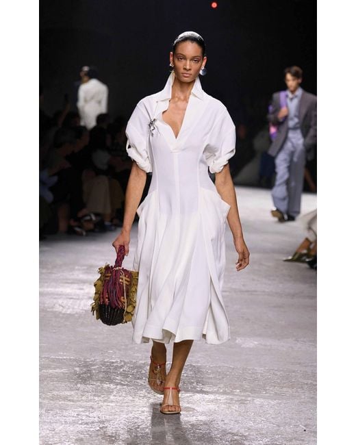 Bottega Veneta Black Viscose Linen Dress With Frog Details