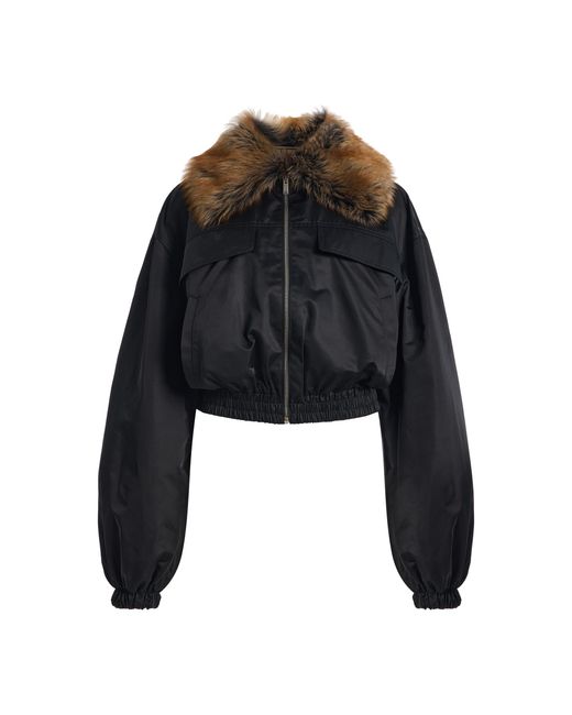 Saint Laurent Black Convertible Shearling Collar Jacket