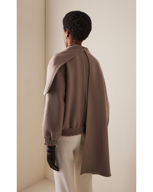 AYA MUSE Brown Tuli Wool-Blend Scarf Jacket