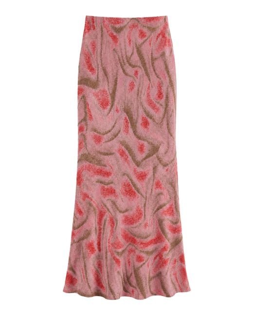 MACCAPANI Red Lu Jacquard Maxi Skirt
