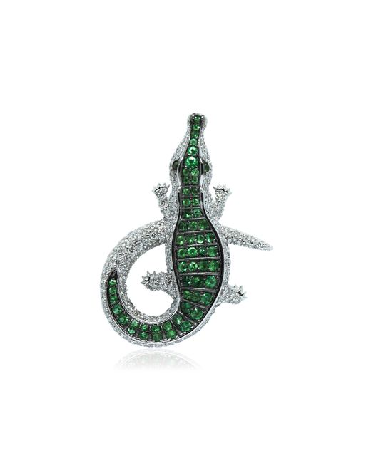 Ashna Mehta Blue Crocodile 18K Diamond And Emerald Bag Charm
