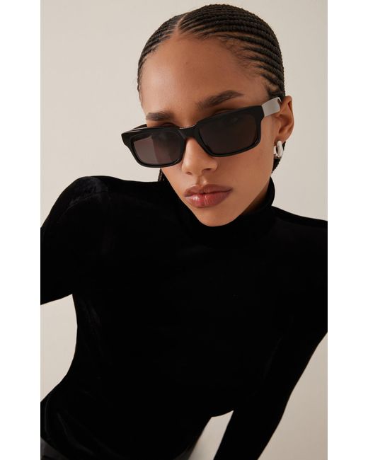 Balenciaga Black Rectangular-frame Acetate Sunglasses