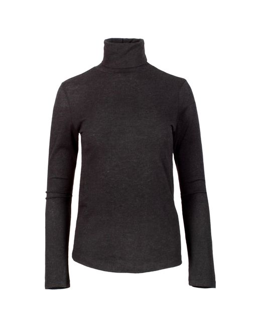 Majestic Filatures Black Cotton-Cashmere Turtleneck Top