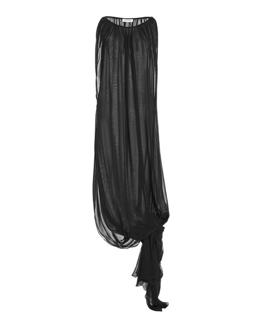 Atelier Prabal Gurung Black Hand-Draped Asymmetrical Knotted Dress