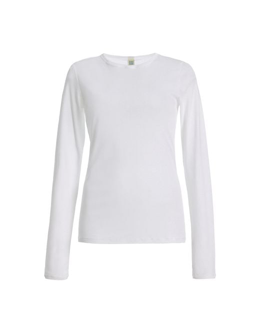 Flore Flore White Olivia Long-Sleeved Cotton Top