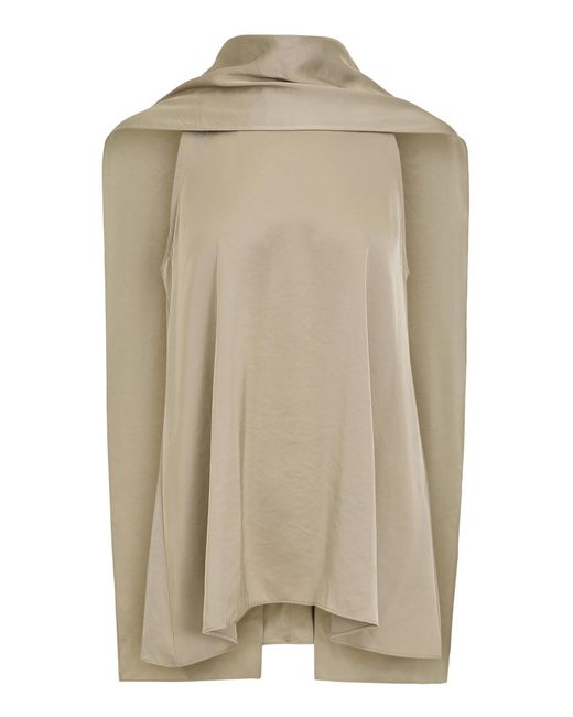 Source Unknown Natural Onnea Scarf-Detail Satin Top