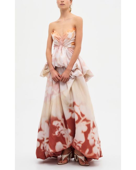 Aje. Red Bellara Linen-Blend Gown
