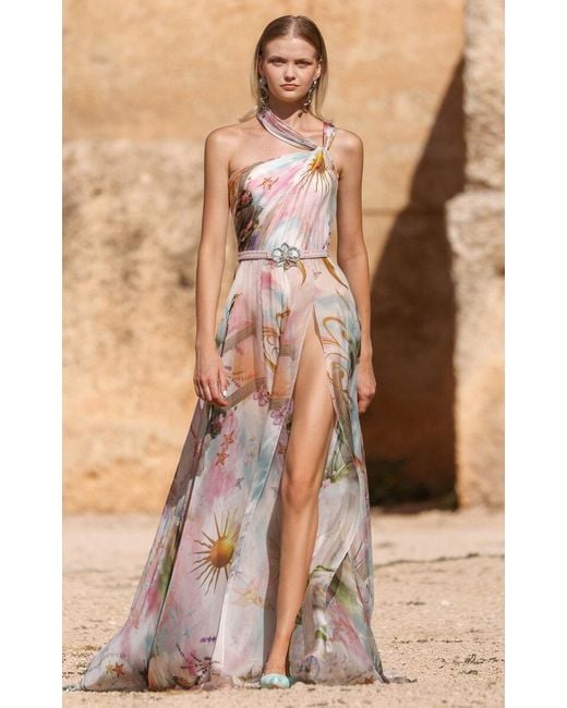 Georges Hobeika Brown Twisted Georgette Maxi Dress