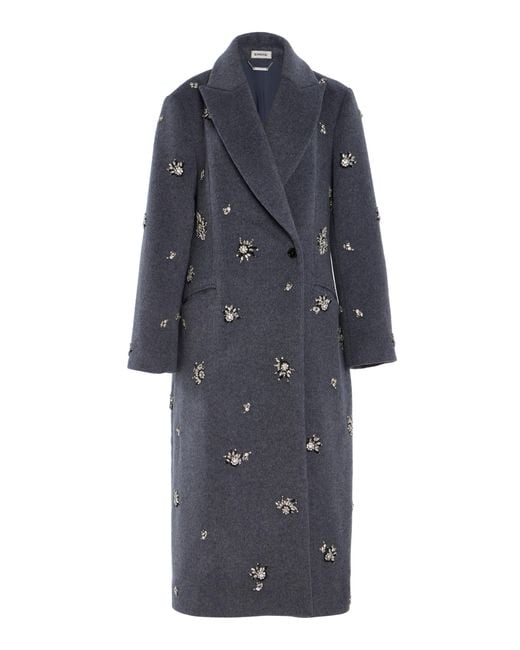 Jonathan Simkhai Blue Gianni Wool Coat