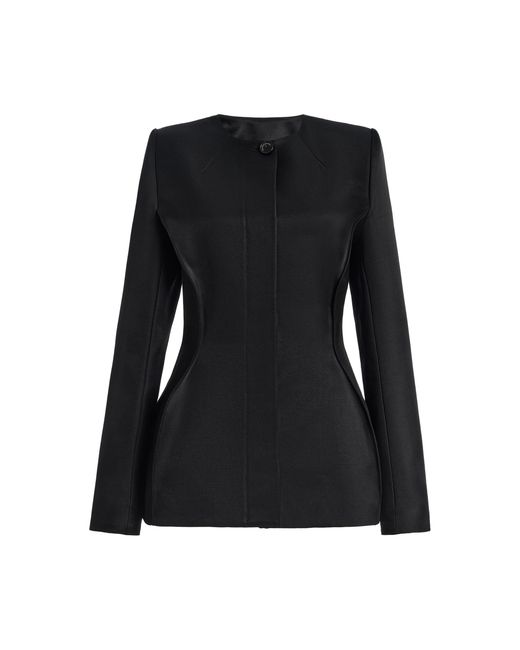 Brandon Maxwell Black Shelton Tailored Wool-Silk Jacket