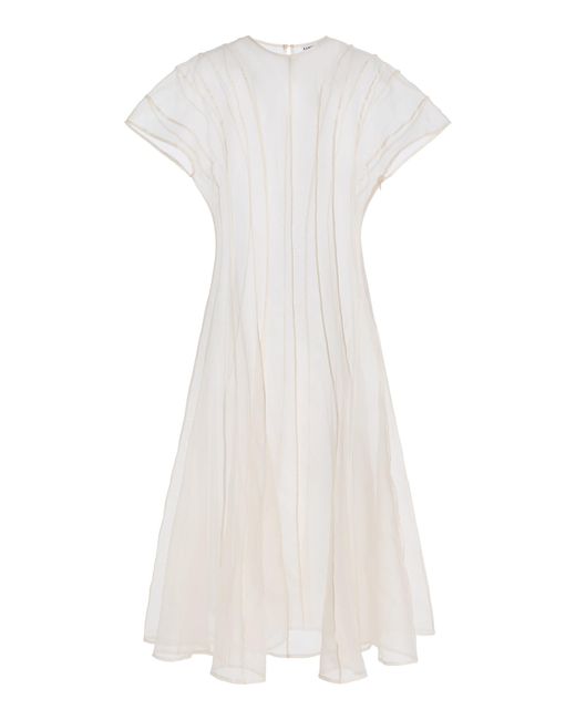 Kamperett White Exclusive Anemoia Silk Organza Midi Dress