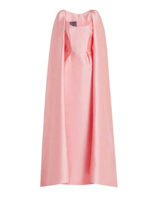 Monique Lhuillier Pink Cape-effect Silk-blend Gown