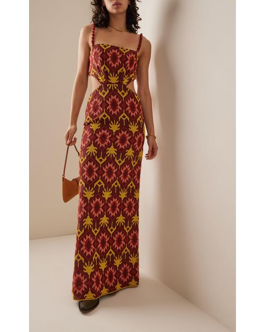 Johanna Ortiz Embroidered Cutout Maxi Dress