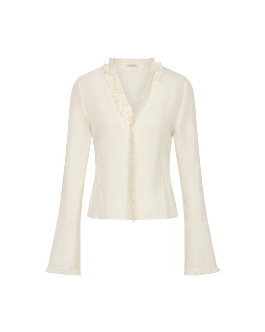 St. Agni White Flounce Silk Shirt