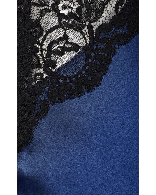Rodarte Blue Exclusive Lace-trimmed Maxi Slip Dress