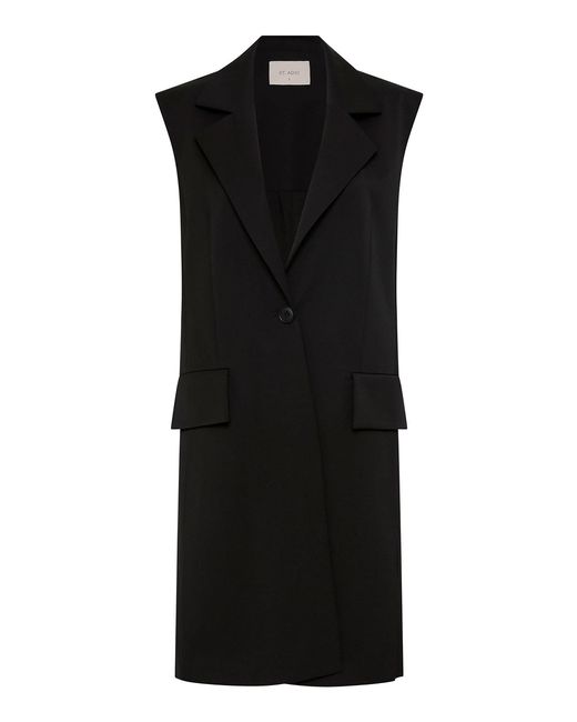 St. Agni Black Sleeveless Stretch-wool Tailored Blazer