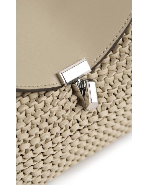 Totême  Natural Mini T-Lock Woven-Leather Clutch
