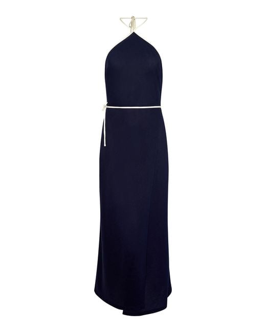 Onia Blue Linen-Blend Wrap Dress