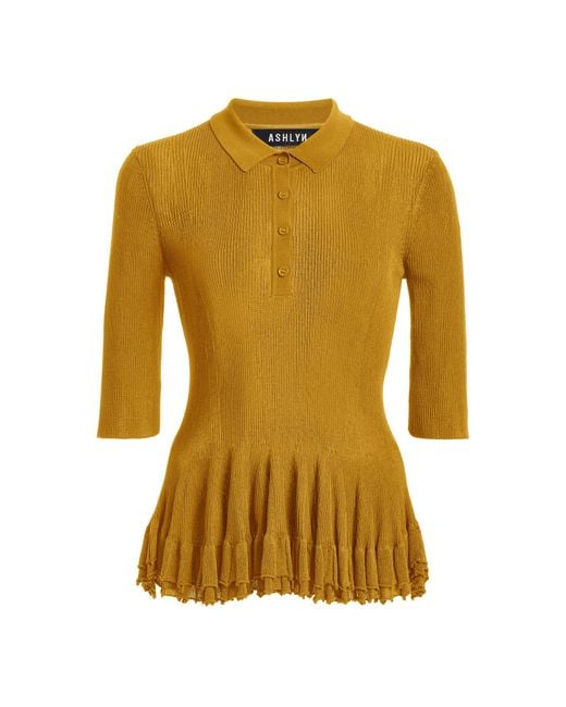 Ashlyn Yellow Half-Sleeve Knit Polo