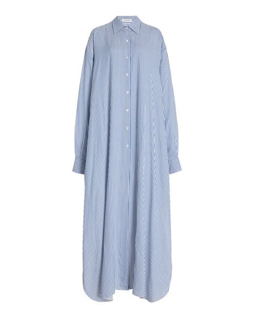 Frankie Shop Blue Avery Striped Twill Maxi Shirt Dress