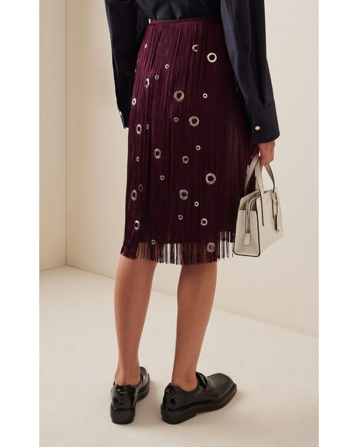 Prada Purple Hand-studded Fringe Midi Skirt