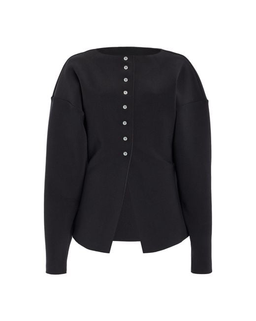 Birrot Black Exclusive Lay3 Bonded Crepe Cardigan