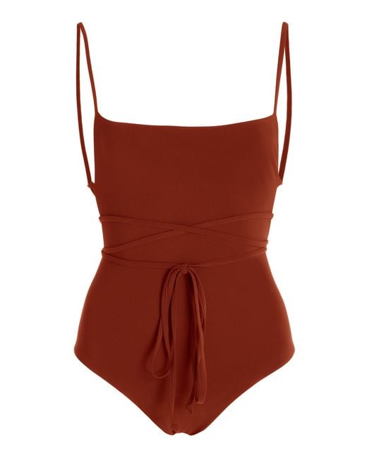Anemos Brown The K.m. Tie-detailed One-piece Swimsuit