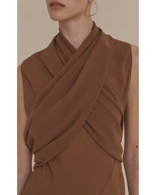 Cortana Brown Serene Silk Scarf-detail Top