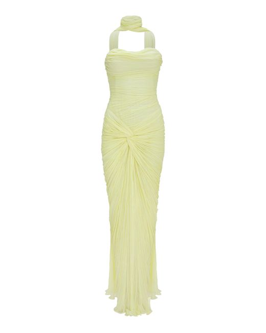 Marmar Halim White Ruched-sash Silk Gown