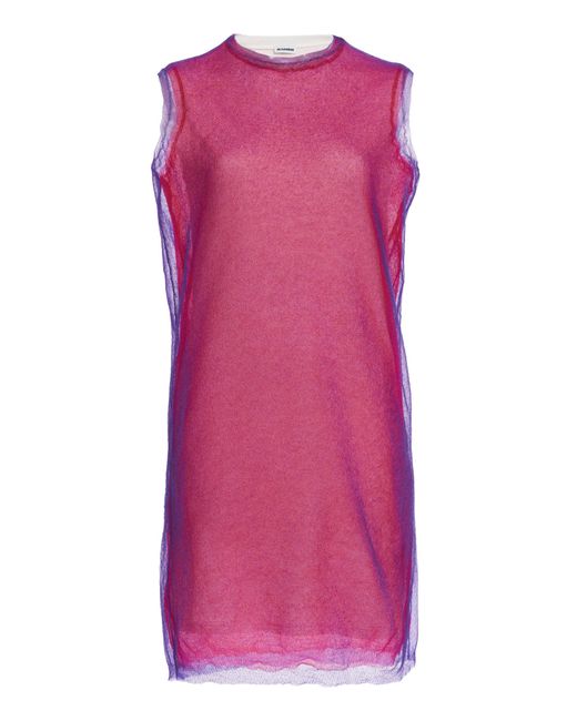 Jil Sander Pink Double-Layered Sheer Mini Dress