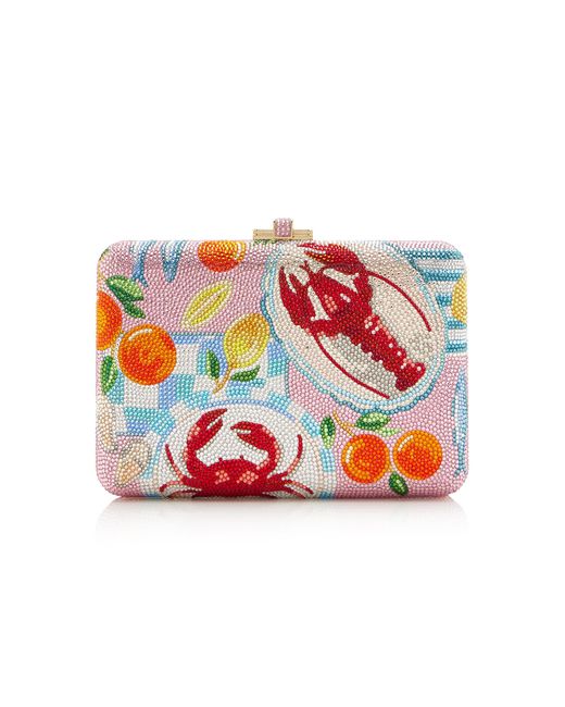 Judith Leiber Red Slim Slide Amalfi Crystal Clutch