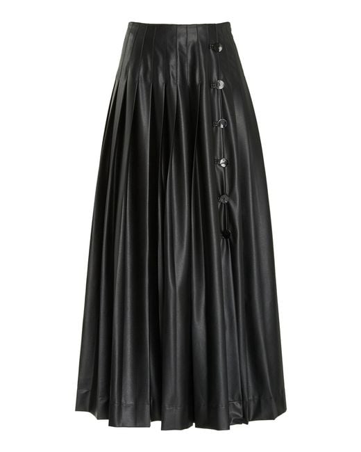 Altuzarra Tullius Pleated Faux Leather Midi Skirt in Black | Lyst