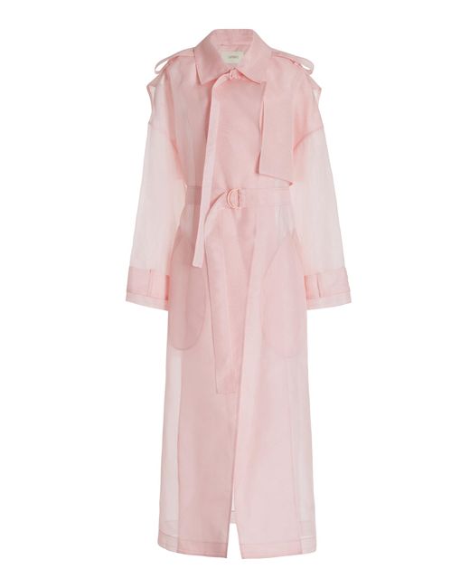 LAPOINTE Pink Double-breasted Organza Trench Coat