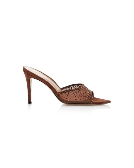 Gianvito Rossi Brown Rania Crystal-embellished Organza Mules