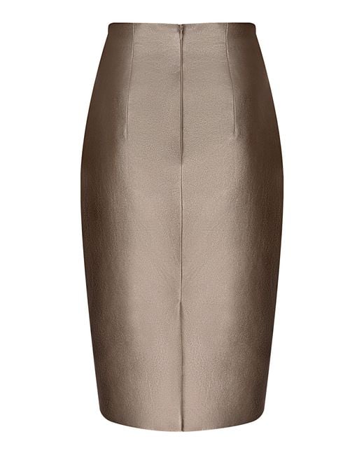 ANDRES OTALORA Brown Susurros Pencil Leather Skirt