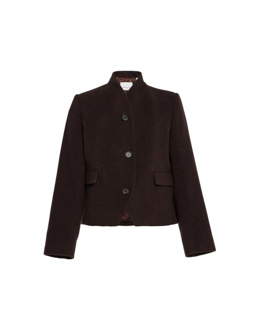 House of Dagmar Black Short Curved Wool-Blend Jacket