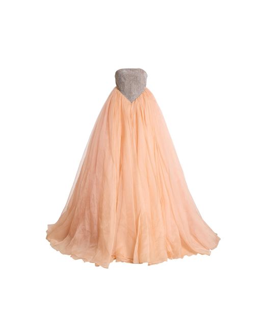 Atelier Prabal Gurung Pink Crystal-Embellished Organza Gown