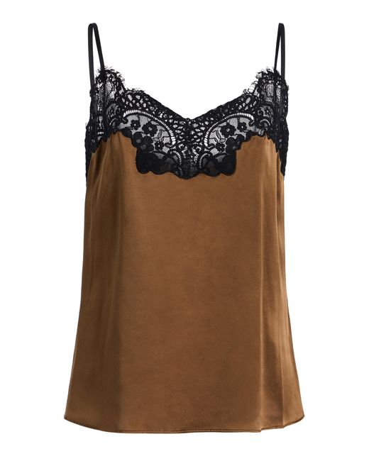 Co. Brown Lace Silk Satin Camisole