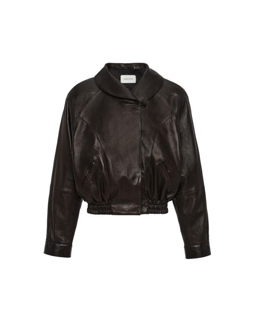 Magda Butrym Black Double-Breasted Leather Jacket