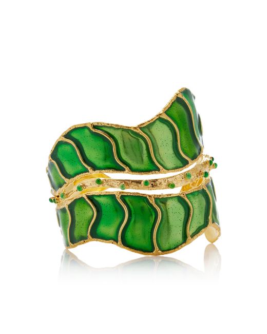 Sylvia Toledano Green Botanica Gold-plated Enamel Cuff