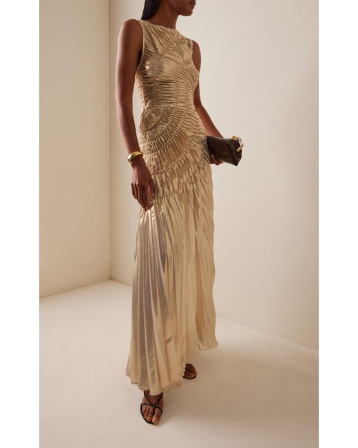 Georgia Hardinge Fossil Lam Maxi Dress in Natural | Lyst Canada Georgia Hardinge Fossil Lam Maxi Dress in Natural | Lyst Canada