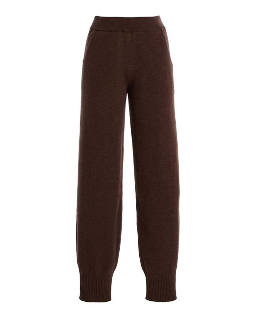 AMIYA Brown Heritage Travel Cashmere Wide-Leg Pants